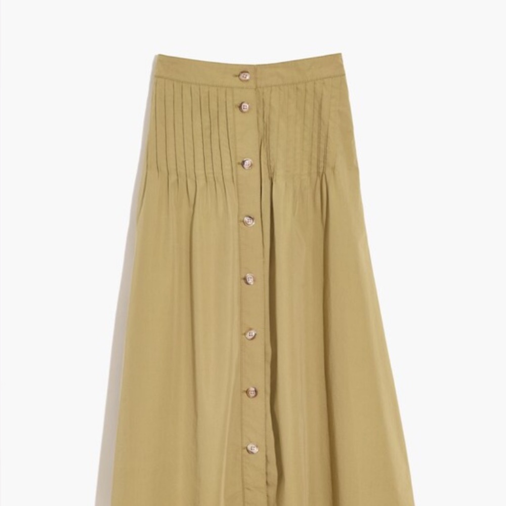 Madewell Muted Olive Button-Front Midi Skirt Sz 10 - Picture 5 of 9